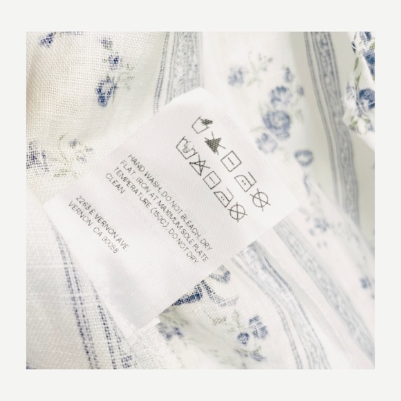 SOLD NEW Reformation Summer Wrap Linen Midi Dress White Blue Floral M Medium NWT - Picture 7 of 11